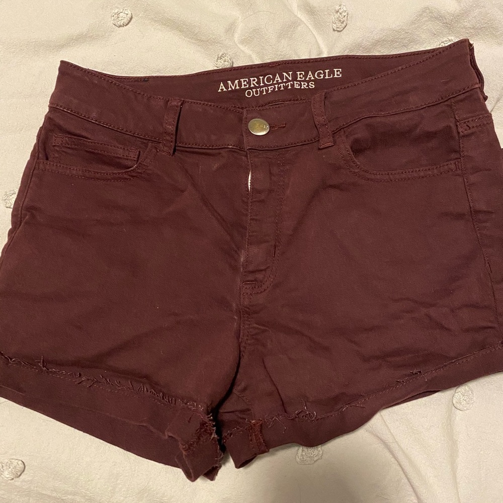 Maroon jean shorts